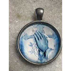 Jesus Hands Pray Cross Footprints Silver Pendant Jewelry